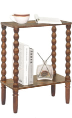 Fultyle Small Narrow End Table, Narrow Side Table Living Room with Storage, 2-Tier Wood Accent Table Slim Nightstand for Small Spaces, Office, Bedroom (Rustic Brown)