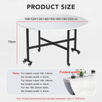Drop Leaf Table, 51.2" Round Collapsible Dining Table for 7-9 People, Wooden Folding Dining Tables with 6 Wheels, Mobile and Stable, Space Saving, for Living Room, Farmhouse