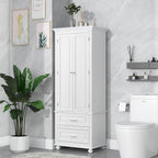 Merax 62.5" Pantry Cabinet with Two Doors & Two Drawers, Adjustable Shelves Storage Cupboard for Kitchen/Dining Room/Bathroom, White
