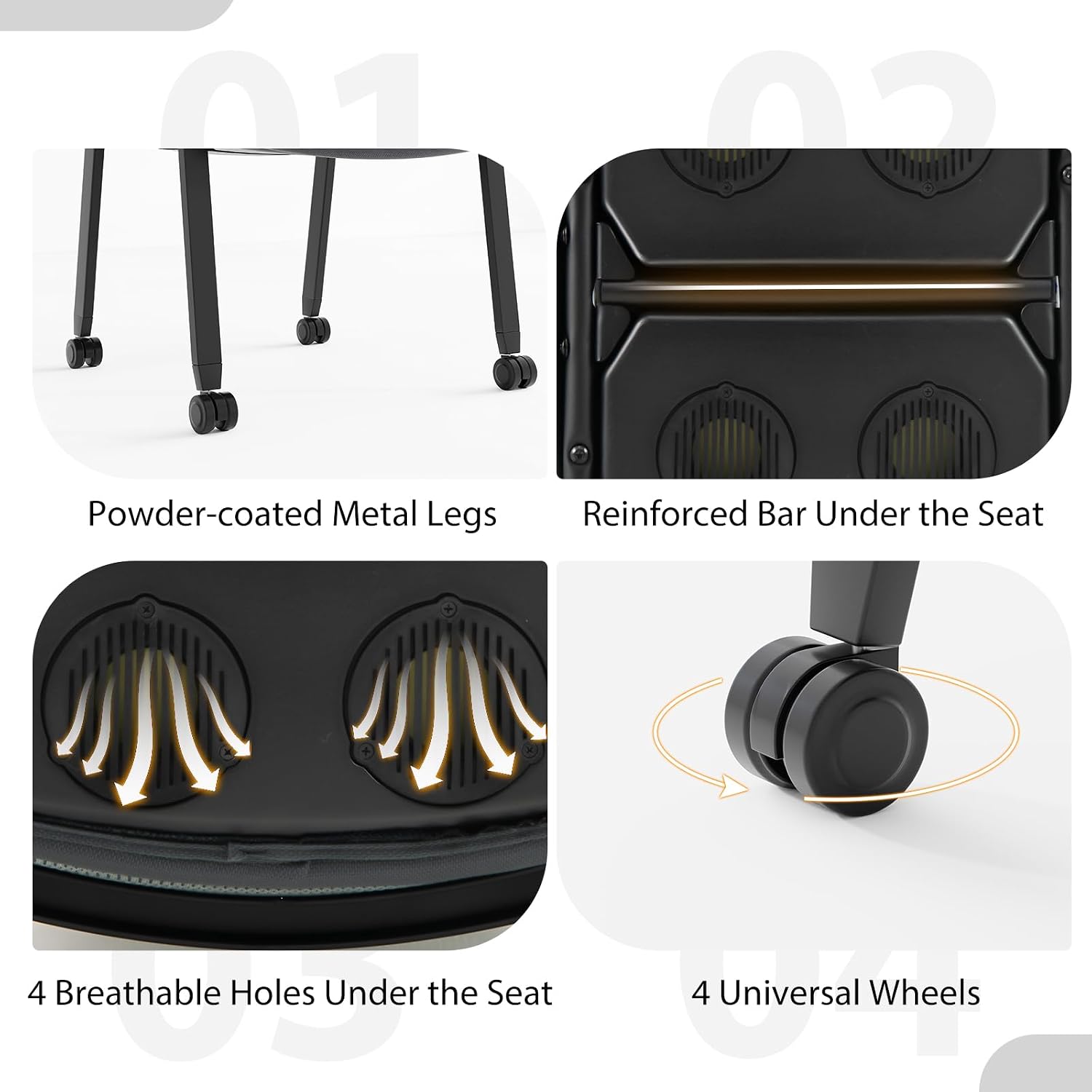 Giantex 10-Pack Waiting Room Chair Set, Rolling Office Desk Chairs with PU Wheels, Armrests, Stackable Guest Chair for Office, School, Lobby,Reception, Conference, Grey