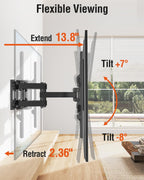 ELIVED TV Wall Mount for Most 42-82" Flat Curved TVs, Heavy Duty TV Mount with Articulating 6 Arms Hold up to 110 lbs, Full Motion Bracket Swivel, Tilt, Easy Install Fits 16" Studs, Max VESA 600x400mm