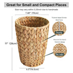 Coeusy Wicker Trash Can,Small Bathroom Trash Can,Water Hyacinth Wicker Waste Basket for Bathroom,Boho Waste Basket for Bedroom,Home Office,Compact Spaces(2 Gallon Round)