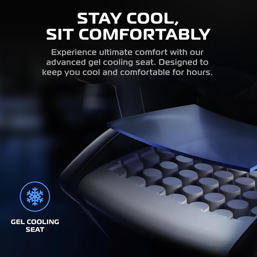 RESPAWN SPIRE Ergonomic Office Chair with Lumbar Support, Headrest, Adjustable Arms and Cooling Gel Seat Cushion, Comfy Breathable Mesh Seat for Home Office, High Back Reclining Gaming Chair - Black