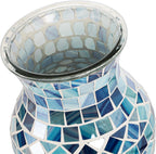 SOUJOY Mosaic Vase, Glass Blue Flower Vases for Centerpieces, Handmade Bud Vase for Wedding Flower Arrangeme, Living Room, Kitchen, Home Decor