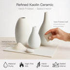 BEAHOT Ceramic Vases Set of 3, Modern Decorative Flower Vases for Living Room