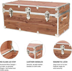 Rhino Trunk & Case Knotty Cedar Chest – Large Storage Box, Coffee Table, End of Bed Trunk or Entryway Storage Bench – 32"x18"x14" USA-Made, Furniture Grade, Heirloom Aesthetic – Strong and Secure