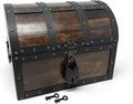 Nautical Cove Handmade Wooden Treasure Chest Storage Box – Deluxe Design with Real Leather Accents, Working Iron Lock & Skeleton Keys, Decorative Keepsake Chest (Large - 12 × 9 × 9")