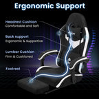 N-GEN GAMING Gaming Chair Video Game Computer Office Desk Use Ergonomic Reclining Backrest Adjustable Armrests Lumbar Support Footrest High Density Foam Breathable Fabric Heavy Duty Base (Black)