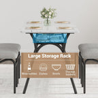 GarveeHome 5-Piece Dining Table Set for 4, Modern Kitchen Table with 4 Boucle Chairs, Rectangular Dining Table with Storage Shelf & Marble Tabletop, Beige Home Dining Furniture for Small Space
