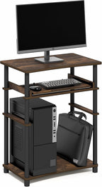 Furinno Home Desk, 23.6 Wide Gaming Desk with Keyboard Tray, Open Shelf Laptop Notebook Computer Desk, Office Desk for Home Office, Study Room, Dorm, Bedroom, Amber Pine