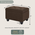 Convenience Concepts Designs4Comfort 5th Avenue Ottoman 24" - Modern Upholstered Footstool & Seat with Hinged Lid & Storage, for Living Room, Bedroom, & Entryway, Medium Brown Fabric