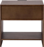Kate and Laurel Mezzeta Modern Slatted Wood Side Table with Storage, 22 x 14 x 22, Natural Wood, Transitional Chevron Mango Wood End Table with Bonus Shelf Below for Bedroom Nightstand