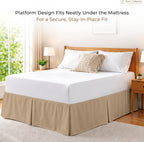 Dee's Collection King Size Bed Skirt 10" Drop Hotel Quality Pleated Dust Ruffle with Platform Style Secure Fit, Split Corners, Wrinkle & Fade Resistant Microfiber, Tailored Classic Look, Taupe