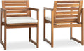 VICTORY RELAX Wooden Armchair Set 2 for Patio & Outdoor with Cushions - Natural Acacia Wood - Modern Design, Comfortable Reading & Relaxing Chairs, Also Great as Accent Chairs - 22x24x30 Inches