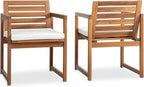 VICTORY RELAX Wooden Armchair Set 2 for Patio & Outdoor with Cushions - Natural Acacia Wood - Modern Design, Comfortable Reading & Relaxing Chairs, Also Great as Accent Chairs - 22x24x30 Inches