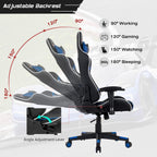 GYMAX Gaming Chair, Massage Gaming Chairs for Adults with Headrest, Lumbar Support & Armrest, Video Computer Reclining Gaming Chair, Office Desk Gamer Task Chair (Blue)