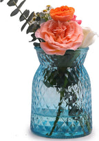 OFFIDIX Glass Vase,6.2 * 3.5in Large Mouth Shape Geometric Faceted Design Flower Vase for Weddings,Events,Decorating,Office,Home Decor