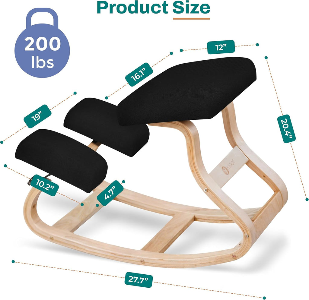 NYPOT Ergonomic Kneeling Chair with Adjustable Seats - Knee Chair for Posture Correction & Kneel Rocking Stool for Desk - Back Pain Relief and Support for Home and Office