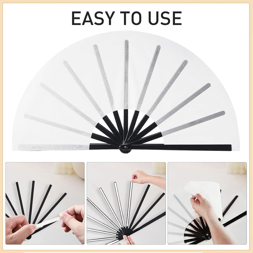 YumSur 20 Sets Sublimation Folding Clap Fan Blanks White Polyester Sublimation Fan Bulk DIY Heat Transfer Printing Fans for Line Dancing, Wedding, Graduation, Party