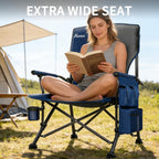 Oversized Camping Chair 2 Pack with Metal Hard Handle, Heavy Duty Folding Camp Chairs with High Back Support, Up to 500lbs Portable Outdoor Chairs for Beach, Tailgating, Blue