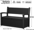 EFU Outdoor Storage Bench, Outdoor Bench with Storage, 80 Gallon Heavy-Duty&Waterproof Lockable Storage Bench Outdoor for Patio, Garden, Porch (Black)
