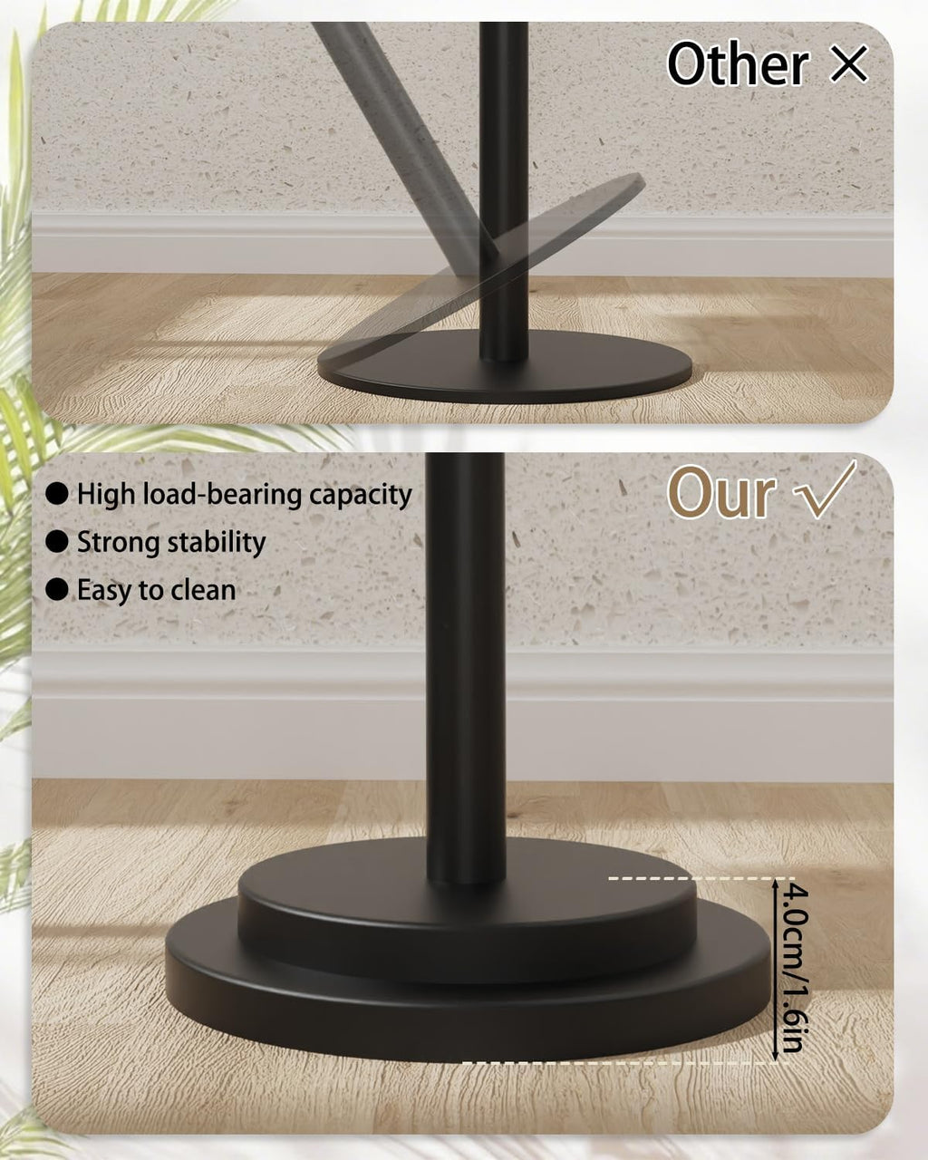 Height Adjustable Drink Table, Vintage Round Indoor Metal Plant Stand, for Small Spaces, Living Room, Bedroom, Cocktail, 1 Pack, Black, GBZ001CB-1