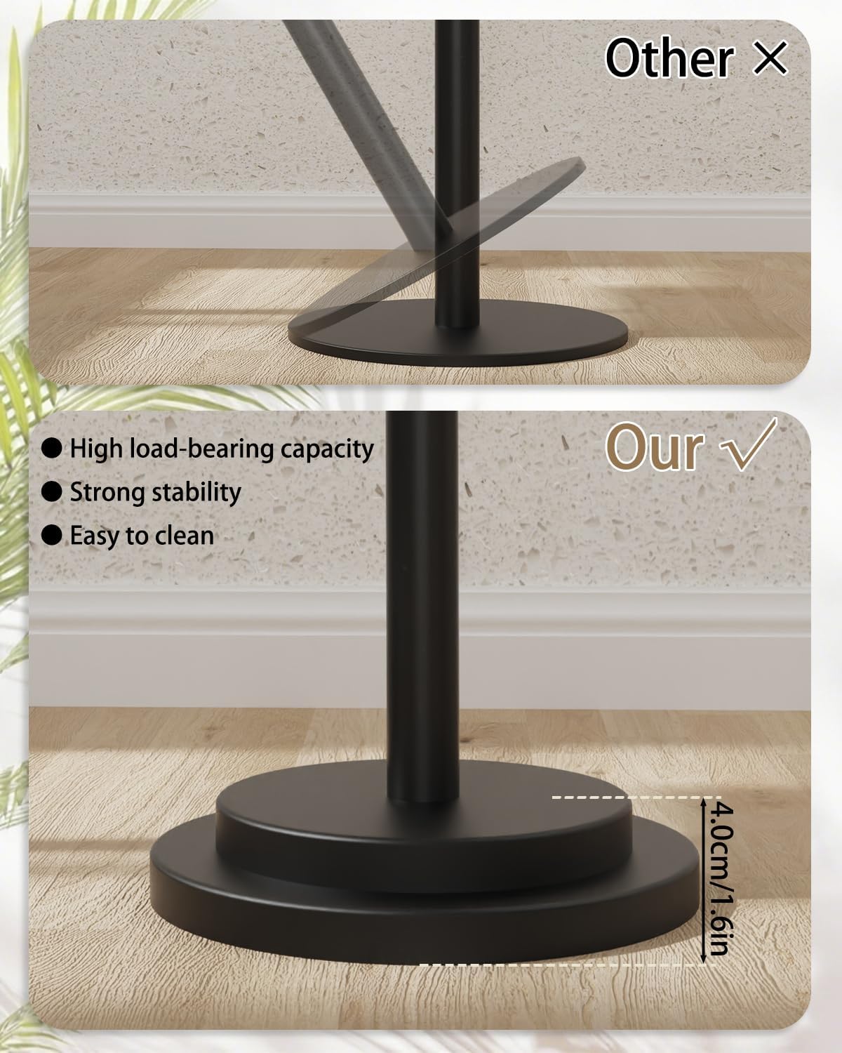 Height Adjustable Drink Table, Vintage Round Indoor Metal Plant Stand, for Small Spaces, Living Room, Bedroom, Cocktail, 1 Pack, Black, GBZ001CB-1