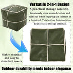 Louis Donné 18 Inch Square Unstuffed Pouf Ottoman Cover, Waterproof Faux Leather Moroccan Boho Footstool, Easy Clean Green Storage Foot Rest Decor for Living Room (Cover Only, No Filler)