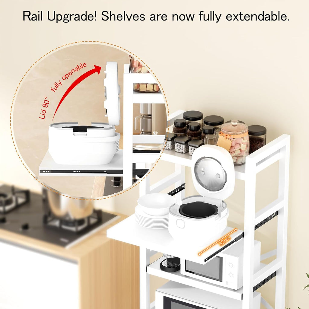 Kitchen Shelf 5 Tiers Metal Kitchen Bakers Rack Microwave Stand with Storage Cabinet Kitchen Shelves Kitchen Rack for Spices,Pots,Kitchen Rack for Kitchen, Entryway, Living Room