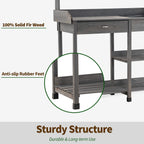 MCombo Potting Bench, Outdoor Garden Potting Table with Dry Sink, Drawer, Storage Shelves, Natural Wooden Work Station for Patio, Backyard and Porch 0458 (Grey)
