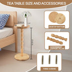 Round Side Table, Small Drink Table for Small Spaces, Modern Accent Nightstand with Solid Wood Leg for Living Room, Bedroom, Corners, and Office (Nature)