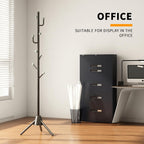 Heavy Duty Anti-Tip Coat Rack with 8LB Stable Weighted Base, [80LB Load Tested] Metal Standing Tree with 8 Hooks, 3-Height Adjustable Space Saving Clothes Organizer for Entryway, Bedroom, Office