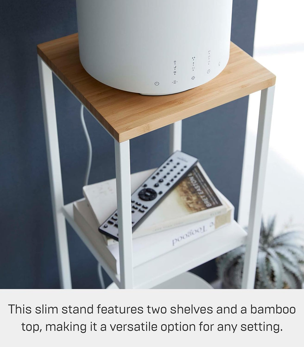 YAMAZAKI Home Tower Two-Tier Display & Corner Storage Shelf, Entryway Or Bedside Console Table for Humidifiers Or Plants, 31.5" - Steel + Wood