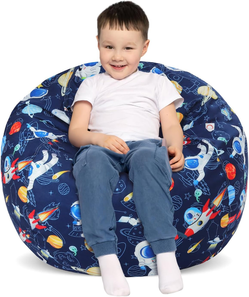 Decalsweet Bean Bag Chair for Kids Stuffed Animal Storage Beanbag Chairs,Toddler Toy Storage Organizer for Girls and Boys,Large 32'' Cover Only（No Filling)