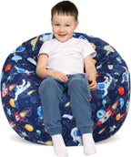 Decalsweet Bean Bag Chair for Kids Stuffed Animal Storage Beanbag Chairs,Toddler Toy Storage Organizer for Girls and Boys,Large 32'' Cover Only（No Filling)