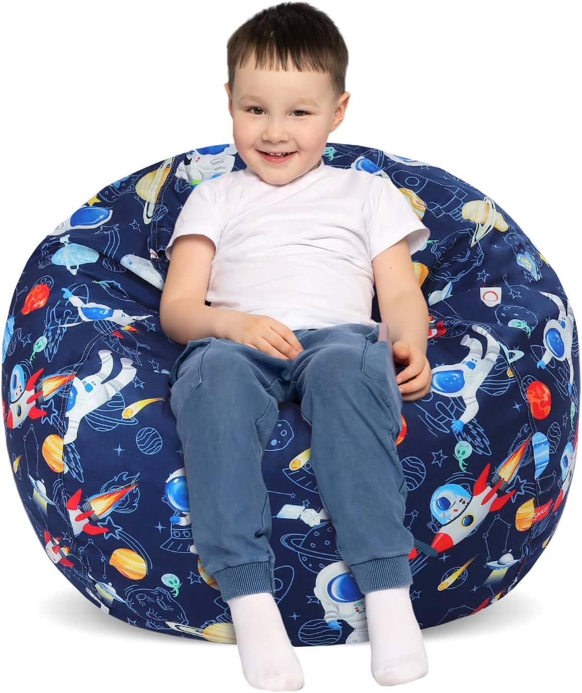 Decalsweet Bean Bag Chair for Kids Stuffed Animal Storage Beanbag Chairs,Toddler Toy Storage Organizer for Girls and Boys,Large 32'' Cover Only（No Filling)