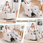 COMHOMA Rocking Recliner Chair Swivel Glider Beige | Manual Rocker, Upholstered Seating, For Living Room Office Nursery