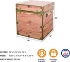 Rhino Trunk & Case Knotty Cedar Chest with Antique Brass Hardware – 18"x18"x20" Cube Storage Box, Coffee Table, End of Bed Trunk or Entryway Storage Bench Furniture – USA-Made, Heirloom Aesthetic