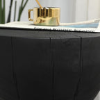 12.2 * 18.11" Solid Mango Wood Round Side Table,Contemporary Wooden Accent Table,Small Circle Plant Stand,Burnt Vintage Cracked End Table for Living Room,Bedroom,Black
