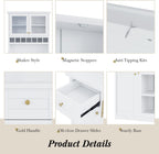 roomfitters Farmhouse Kitchen Pantry Buffet Hutch with Wine Rack and Glass Doors, Tall Storage Cabinet, White