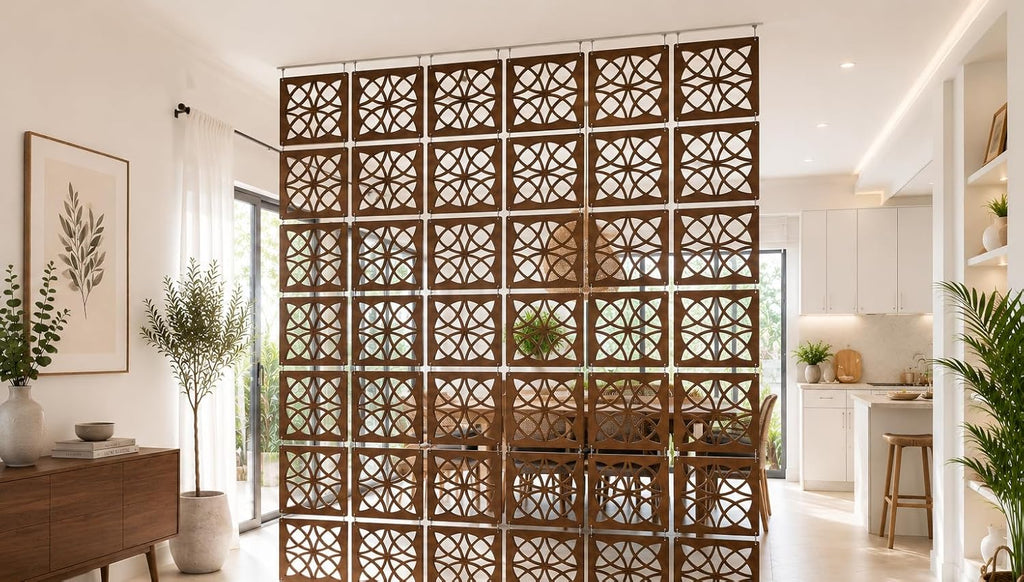 Decorative Hanging Divider Panels, Walnut, Set of 12