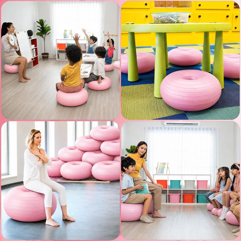 2 Pack Inflatable Yoga Ball Chairs Classroom Office, 17.3 inch Donut Anti Slip Stability Exercise Balls, Portable Flexible Seating Adults, Duty PVC Balance Stools Fitness Core Training