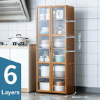 Modern Kitchen Pantry Storage Cabinet with Wine Rack and Microwave Stand Tall Buffet Cabinet with Adjustable Shelves 150×60cm
