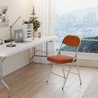 VINGLI Folding Chairs with Padded Seat & Backrest, Metal Frame, Durable Corduroy Fabric, 350 lbs Capacity, Set of 1, Orange – Ideal for Weddings, Parties, Office Events