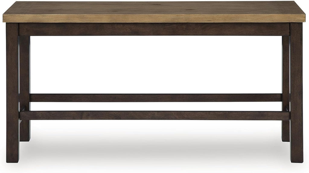 Signature Design by Ashley Sharlander Casual Counter Height Dining Bench with Foot Rest, Light Brown & Dark Brown