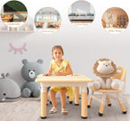 Jojoka Kids Table and 2 Chairs Set, Height Adjustable Toddler Table Chairs for Ages 2-10, Graffiti Desktop with Non-Slip Legs, Child Table Set for Home Daycare Classroom
