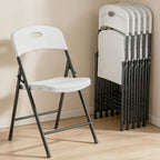 Folding Chairs 6 Pack,350 lbs Heavy Duty Metal Frame Plastic Foldable Chair,Ergonomic Portable Folding Chair with Non-Slip Feet, Indoor Outdoor Commercial Seating for Patio Party Wedding Camping,White