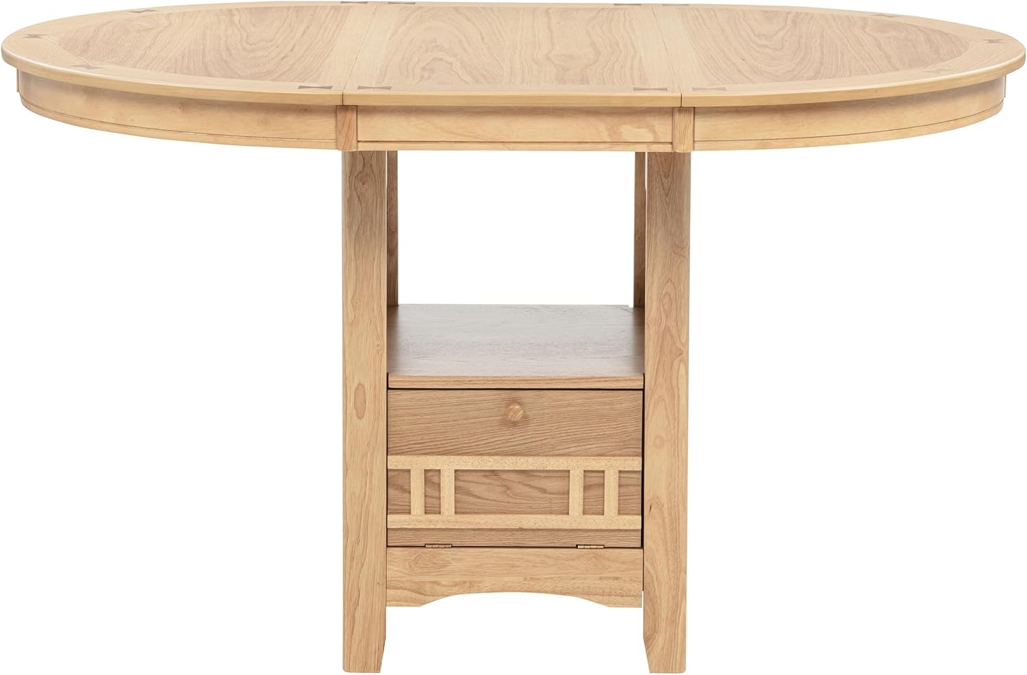 Coaster Home Furnishings - LAVON - 5-Piece Counter Height Dining Set - Oval Extendable Table with Storage & 4 Upholstered Chairs - Dining Room & Kitchen - Light Oak - 106628-S5