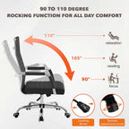 Furmax Ergonomic Office Desk Chair, Executive Ribbed Mid-Back PU Leather Conference Room Chair Adjustable Swivel Chair with Arms (1, Black)