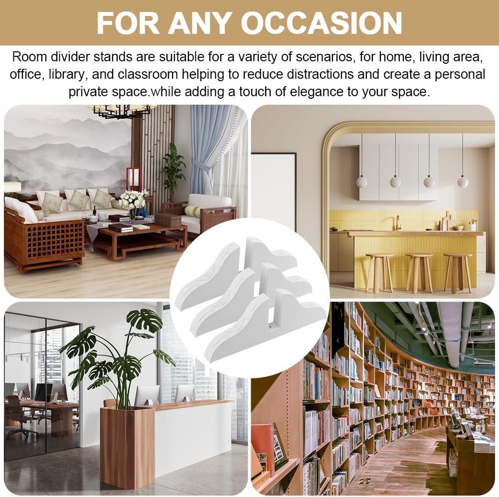 6 Pack Room Divider Stand for Foldable Screen Brackets, Room Divider Stand with Screws, Folding Privacy Screen Holder for Hotel Home Office(White)